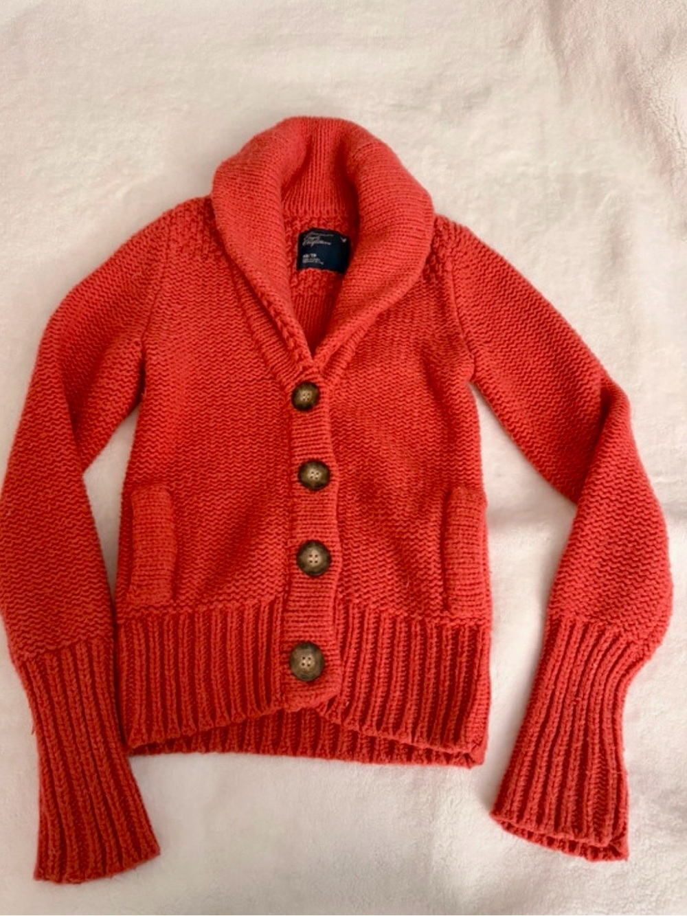 American Eagle Outfitters Red chunky Shawl Collar Cardigan